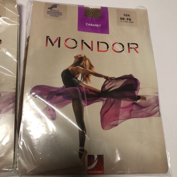 Mondor 324 Professional Fishnet Dance Tights SM-PM L3 Light Torst Pantyhose X 2 - Picture 2 of 8